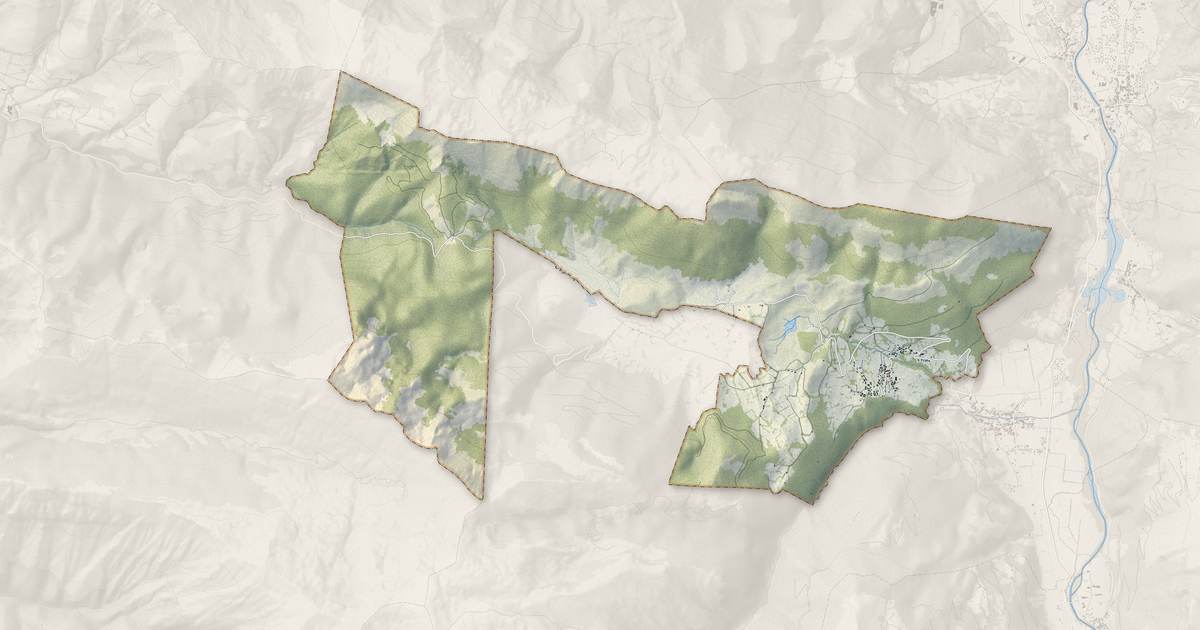 Portrait cartographique de Bilhères : relief, eau, forêts, bâti et voies, calculés à partir des données de l'IGN