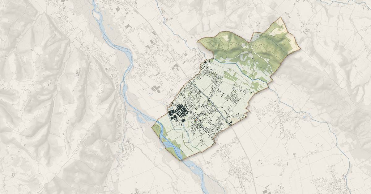 Portrait cartographique de Bordes : relief, eau, forêts, bâti et voies, calculés à partir des données de l'IGN