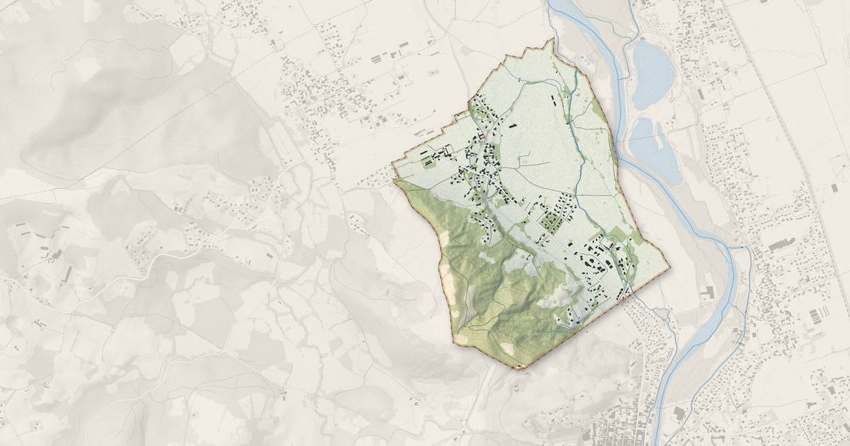Portrait cartographique de Bourdettes : relief, eau, forêts, bâti et voies, calculés à partir des données de l'IGN