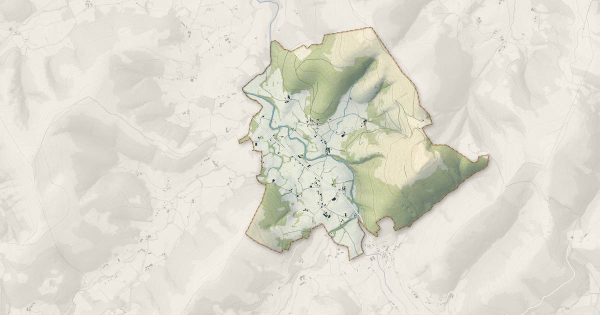 Portrait cartographique de Bunus : relief, eau, forêts, bâti et voies, calculés à partir des données de l'IGN