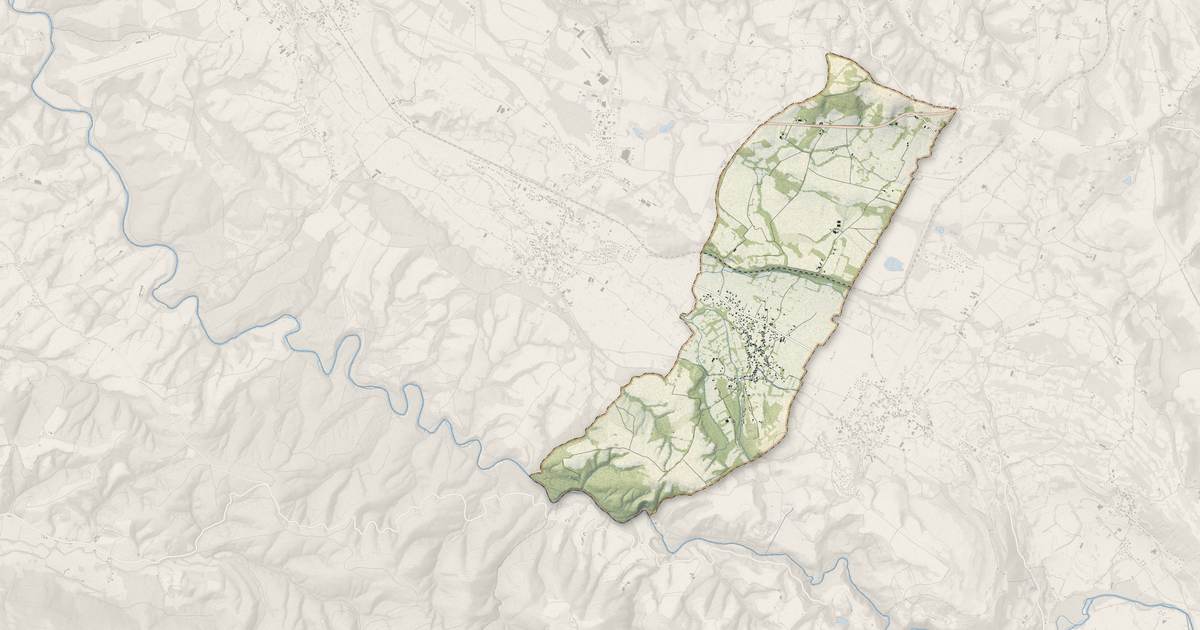 Portrait cartographique de Buziet : relief, eau, forêts, bâti et voies, calculés à partir des données de l'IGN