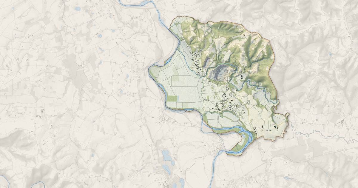 Portrait cartographique de Carresse-Cassaber : relief, eau, forêts, bâti et voies, calculés à partir des données de l'IGN