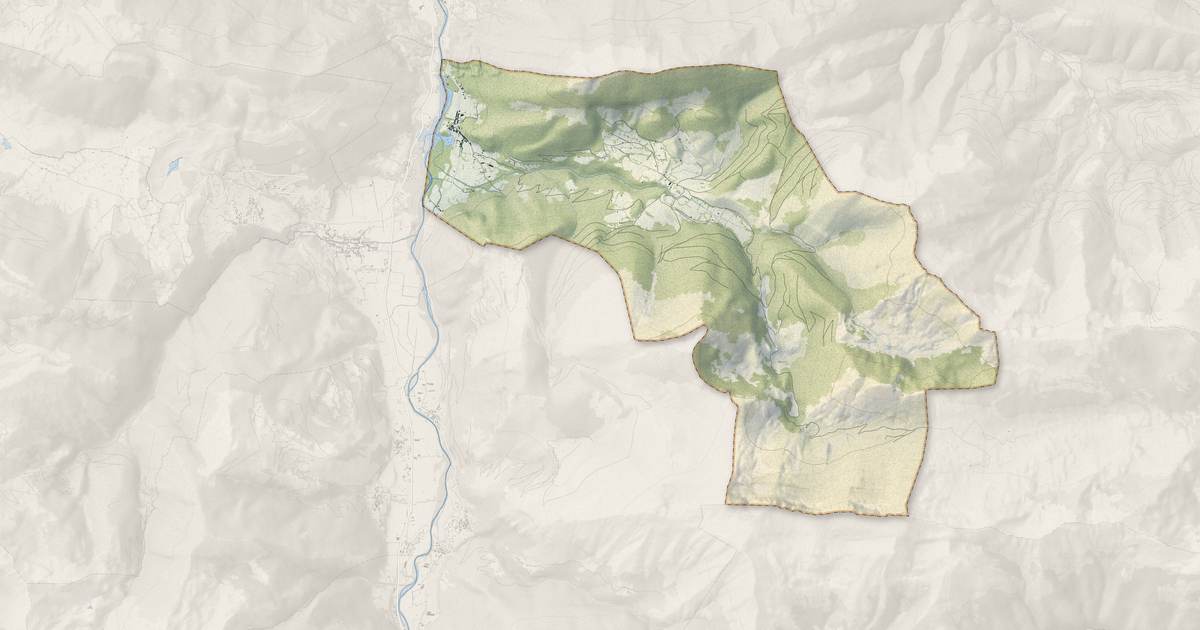 Portrait cartographique de Castet : relief, eau, forêts, bâti et voies, calculés à partir des données de l'IGN