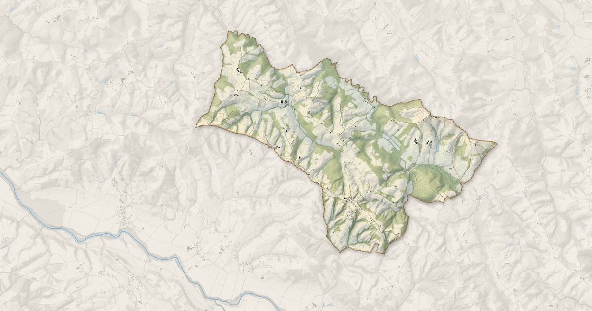 Portrait cartographique de Castetbon : relief, eau, forêts, bâti et voies, calculés à partir des données de l'IGN