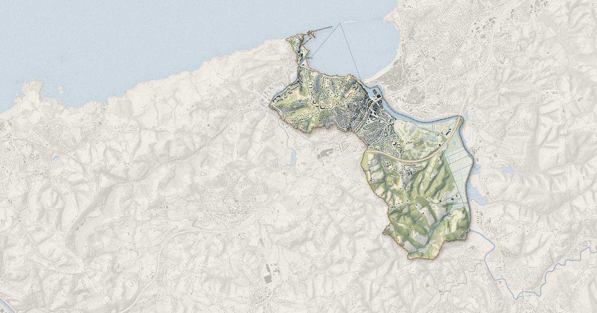 Portrait cartographique de Ciboure : relief, eau, forêts, bâti et voies, calculés à partir des données de l'IGN
