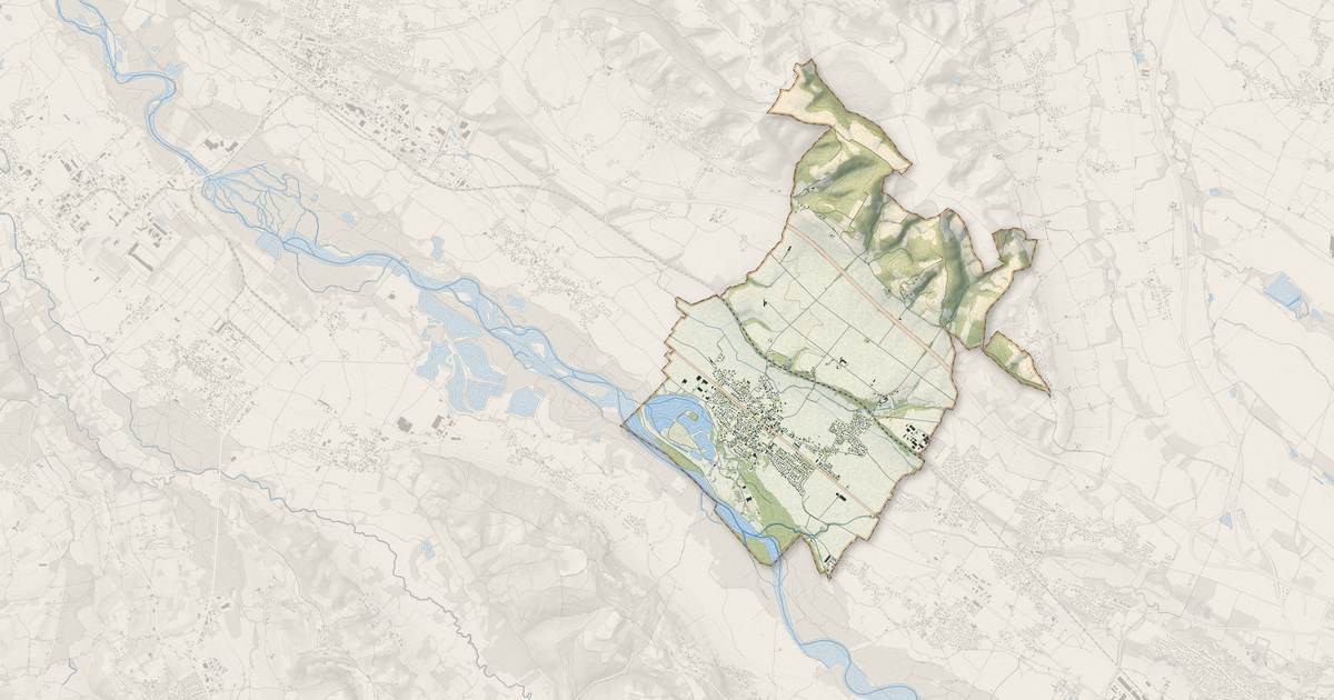 Portrait cartographique de Denguin : relief, eau, forêts, bâti et voies, calculés à partir des données de l'IGN