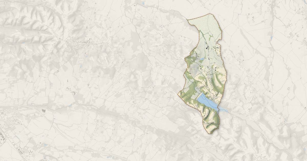 Portrait cartographique de Doazon : relief, eau, forêts, bâti et voies, calculés à partir des données de l'IGN