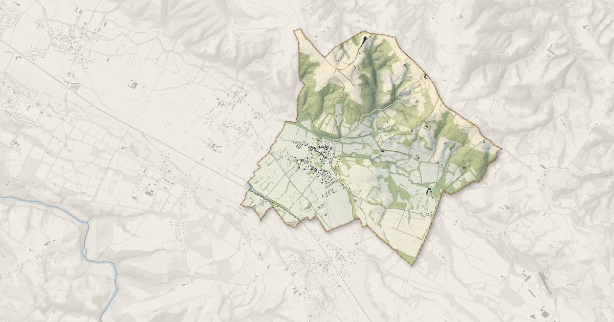Portrait cartographique de Escou : relief, eau, forêts, bâti et voies, calculés à partir des données de l'IGN