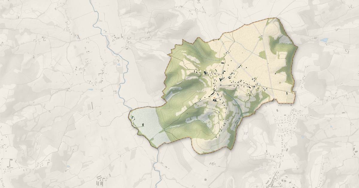 Portrait cartographique de Escurès : relief, eau, forêts, bâti et voies, calculés à partir des données de l'IGN