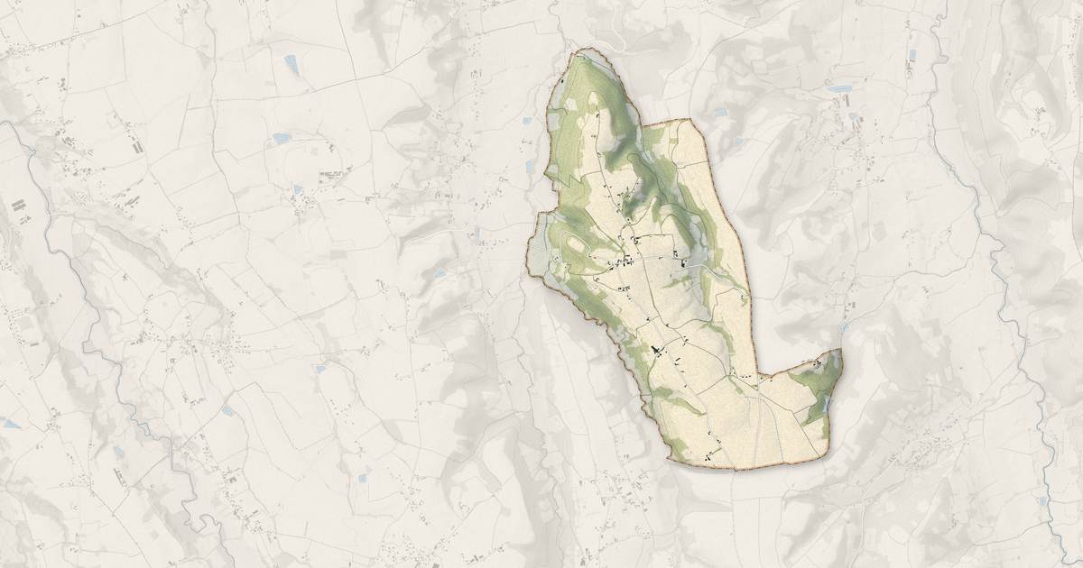 Portrait cartographique de Gerderest : relief, eau, forêts, bâti et voies, calculés à partir des données de l'IGN