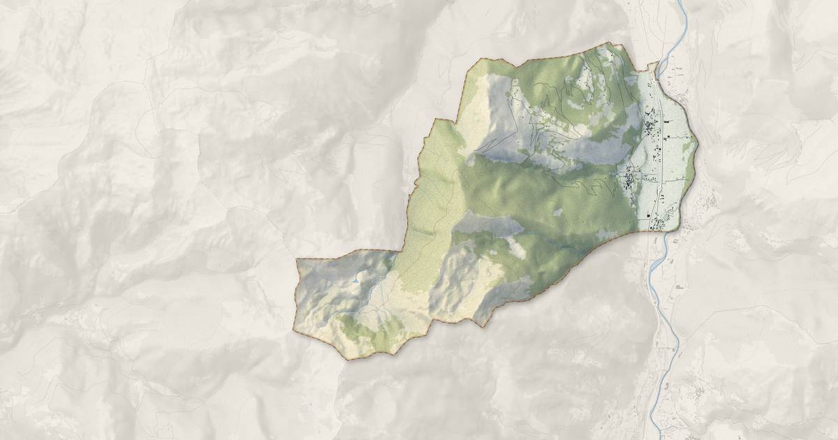 Portrait cartographique de Gère-Bélesten : relief, eau, forêts, bâti et voies, calculés à partir des données de l'IGN
