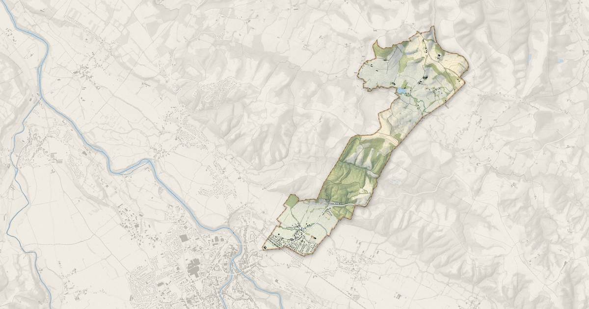 Portrait cartographique de Goès : relief, eau, forêts, bâti et voies, calculés à partir des données de l'IGN