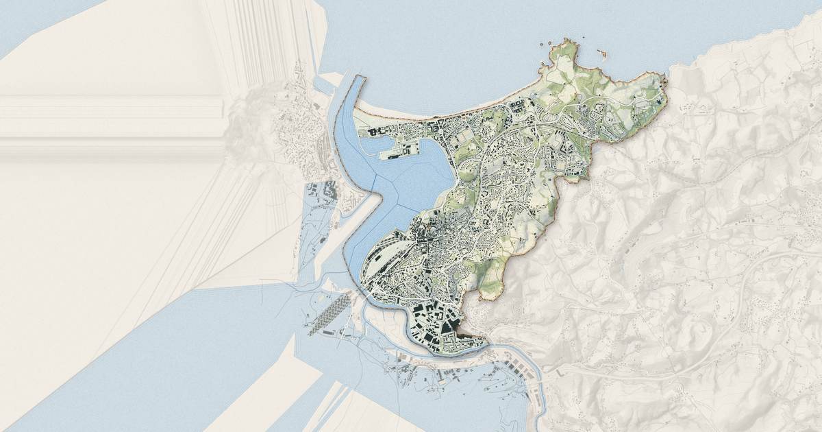 Portrait cartographique de Hendaye : relief, eau, forêts, bâti et voies, calculés à partir des données de l'IGN