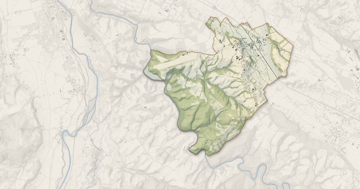 Portrait cartographique de Herrère : relief, eau, forêts, bâti et voies, calculés à partir des données de l'IGN