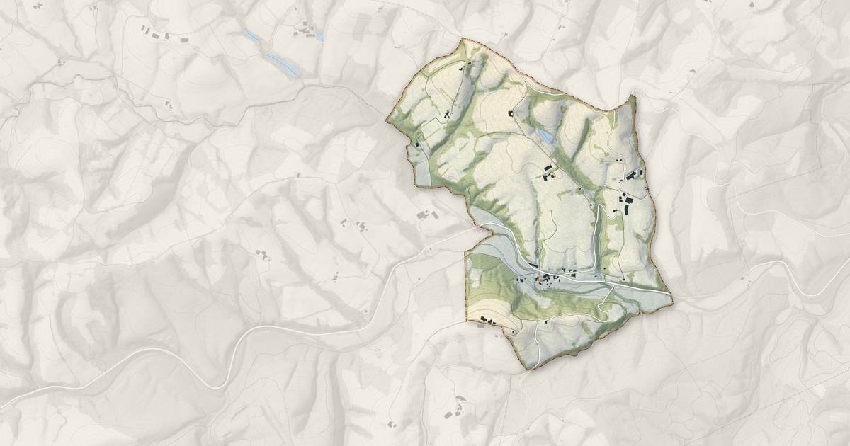 Portrait cartographique de L'Hôpital-Saint-Blaise : relief, eau, forêts, bâti et voies, calculés à partir des données de l'IGN