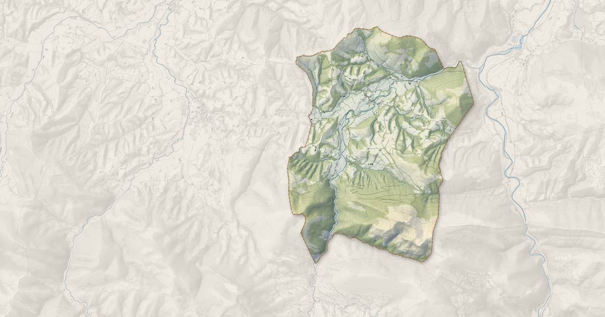 Portrait cartographique de Issor : relief, eau, forêts, bâti et voies, calculés à partir des données de l'IGN