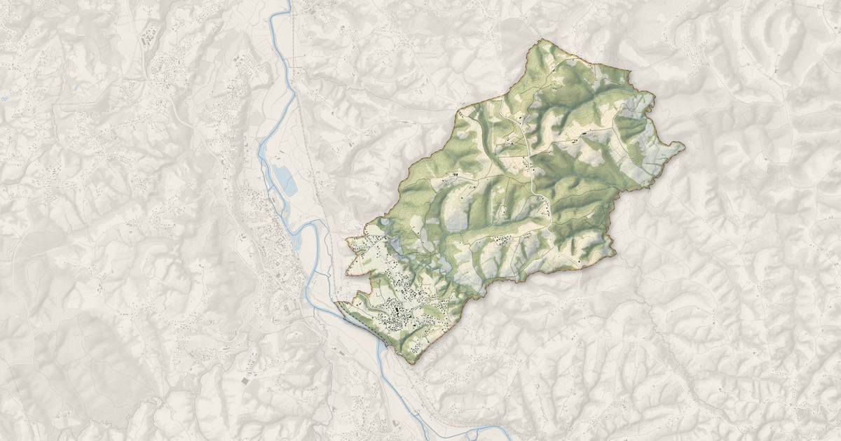 Portrait cartographique de Jatxou : relief, eau, forêts, bâti et voies, calculés à partir des données de l'IGN