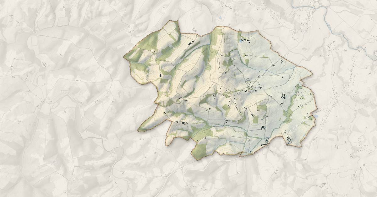 Portrait cartographique de Lanneplaà : relief, eau, forêts, bâti et voies, calculés à partir des données de l'IGN