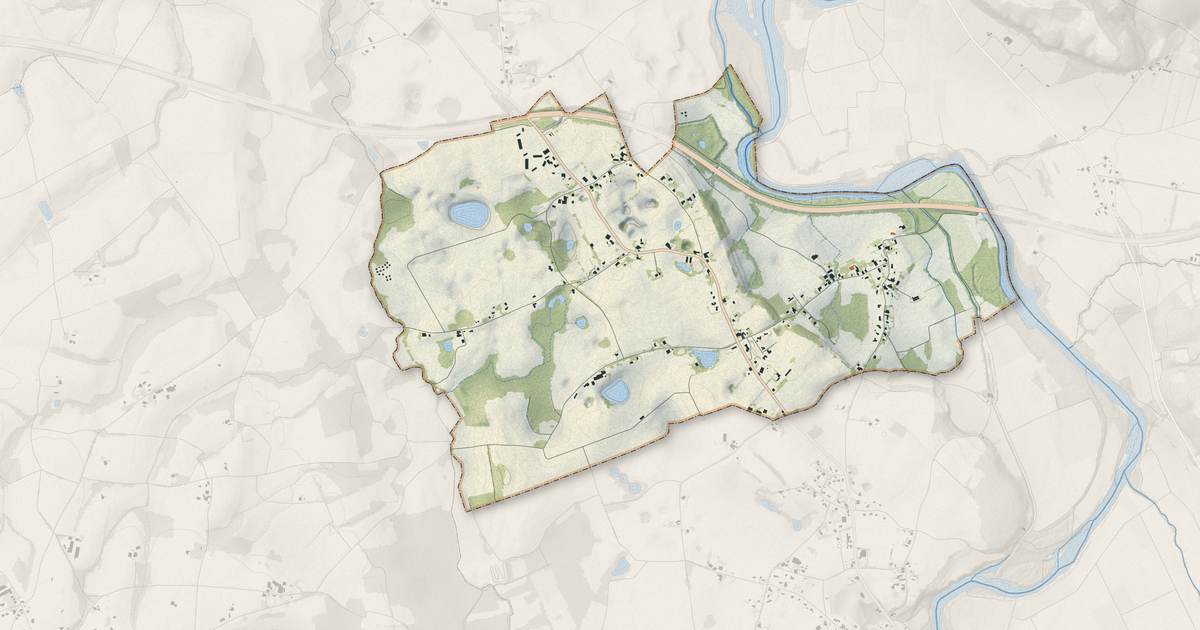 Portrait cartographique de Léren : relief, eau, forêts, bâti et voies, calculés à partir des données de l'IGN