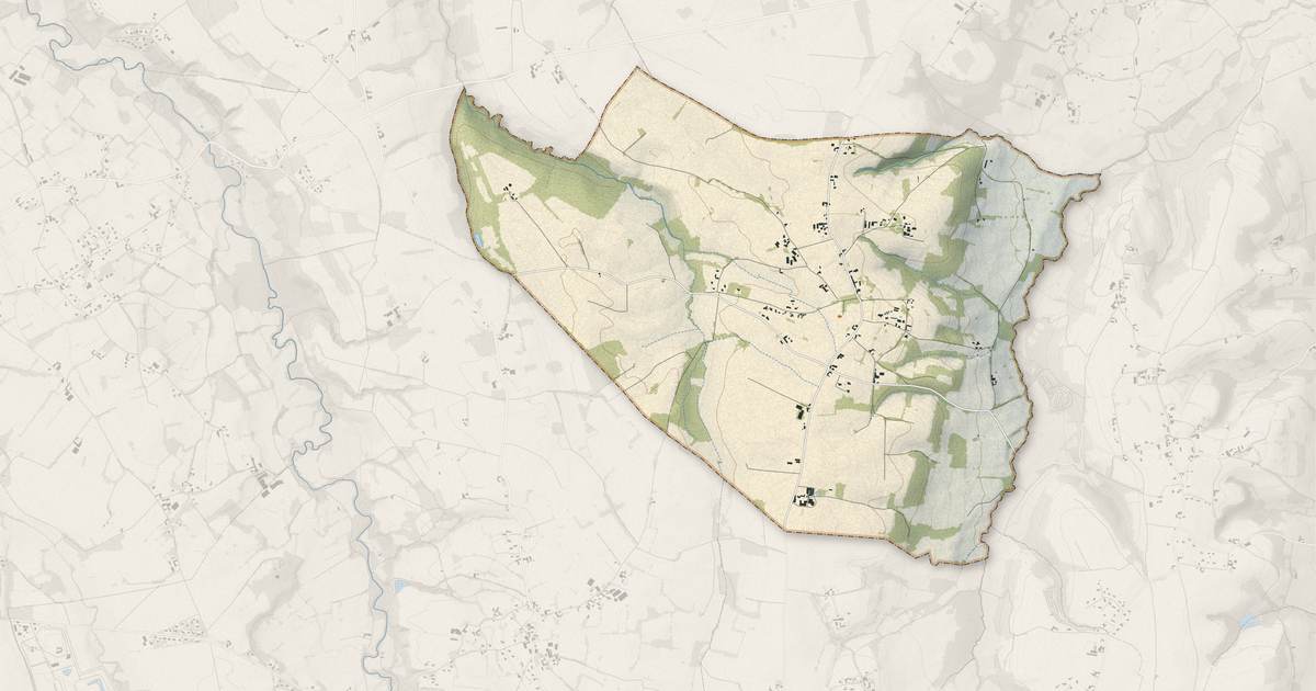Portrait cartographique de Lespourcy : relief, eau, forêts, bâti et voies, calculés à partir des données de l'IGN