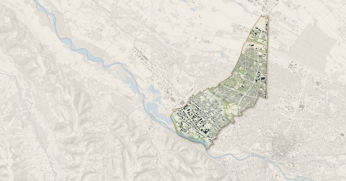 Portrait cartographique de Lons : relief, eau, forêts, bâti et voies, calculés à partir des données de l'IGN