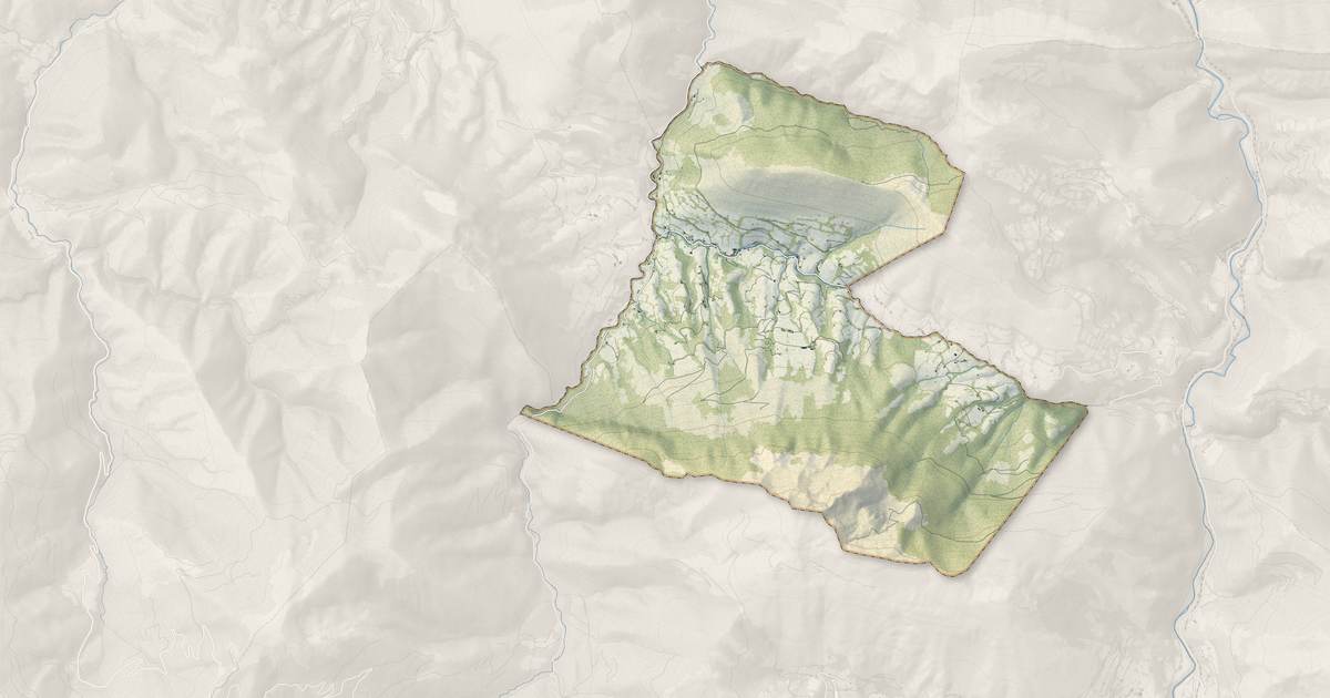 Portrait cartographique de Lourdios-Ichère : relief, eau, forêts, bâti et voies, calculés à partir des données de l'IGN