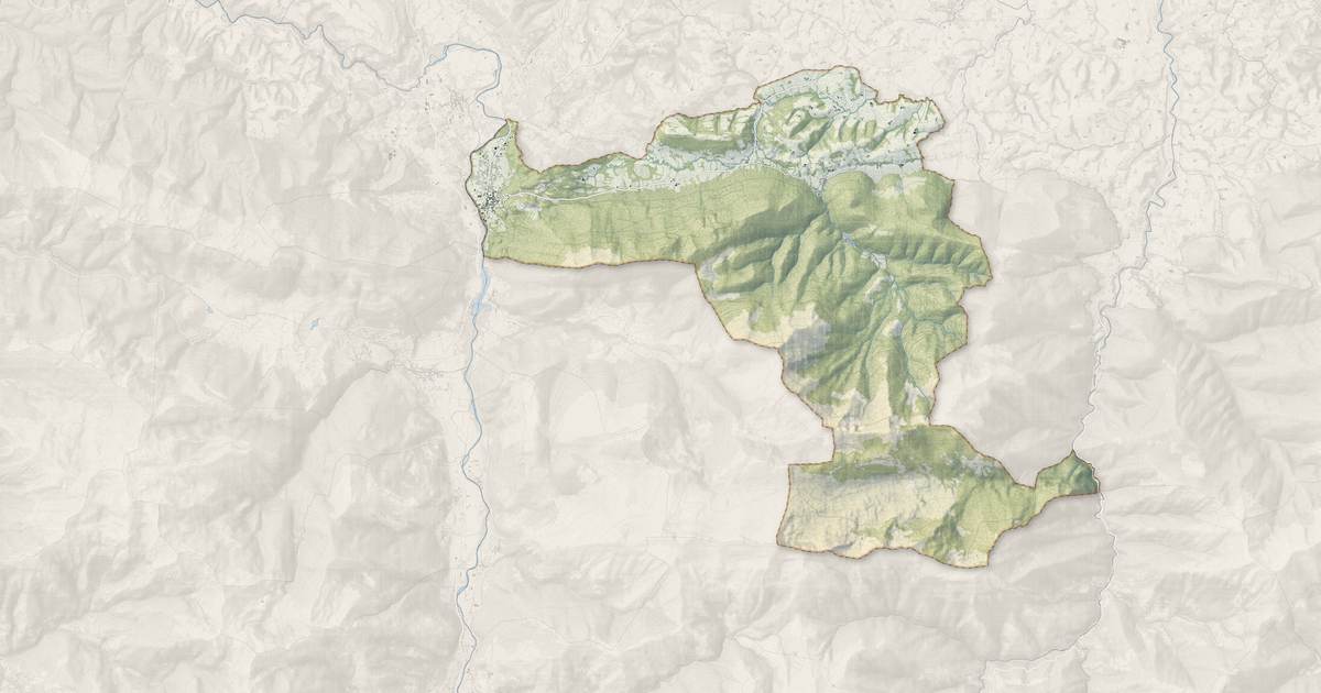 Portrait cartographique de Louvie-Juzon : relief, eau, forêts, bâti et voies, calculés à partir des données de l'IGN