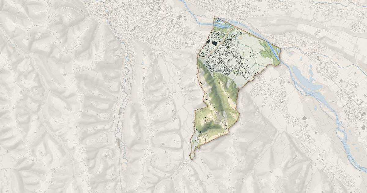 Portrait cartographique de Mazères-Lezons : relief, eau, forêts, bâti et voies, calculés à partir des données de l'IGN