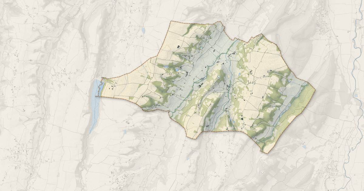 Portrait cartographique de Montaner : relief, eau, forêts, bâti et voies, calculés à partir des données de l'IGN