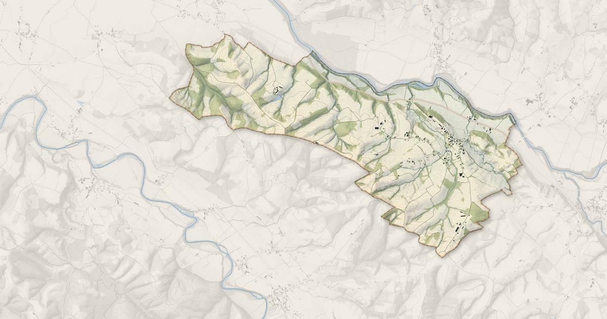 Portrait cartographique de Montfort : relief, eau, forêts, bâti et voies, calculés à partir des données de l'IGN