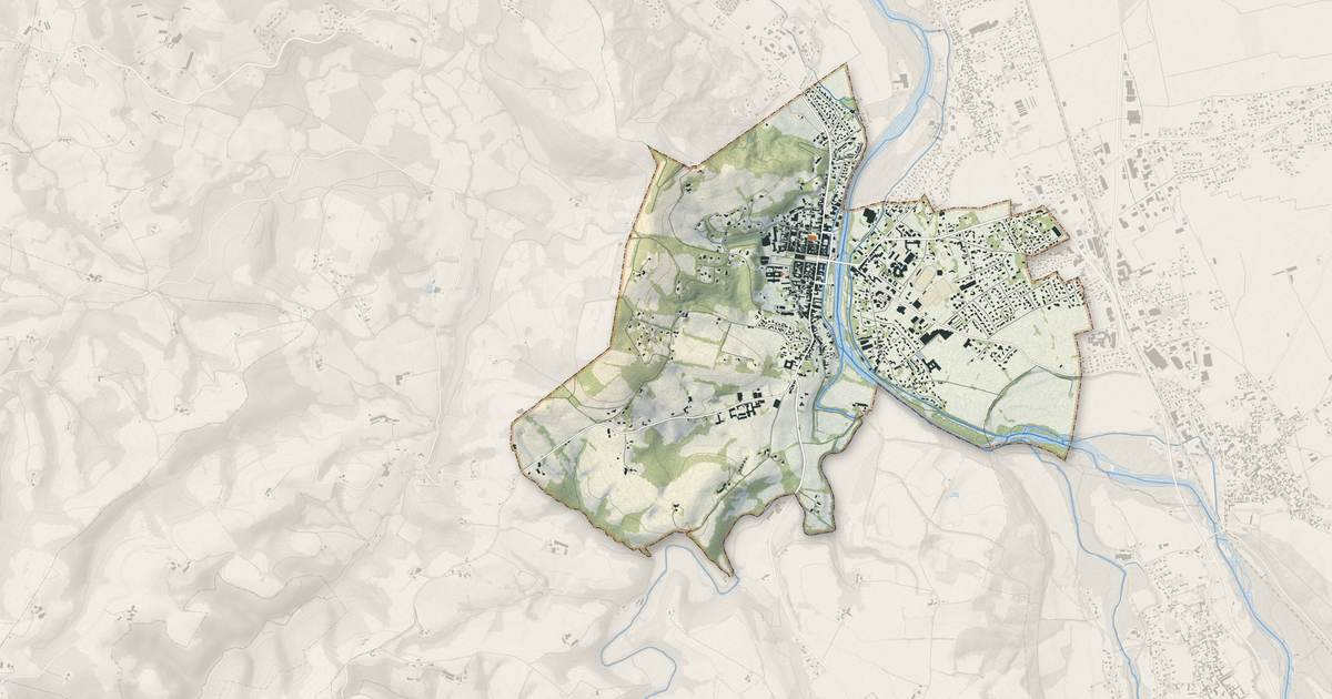 Portrait cartographique de Nay : relief, eau, forêts, bâti et voies, calculés à partir des données de l'IGN