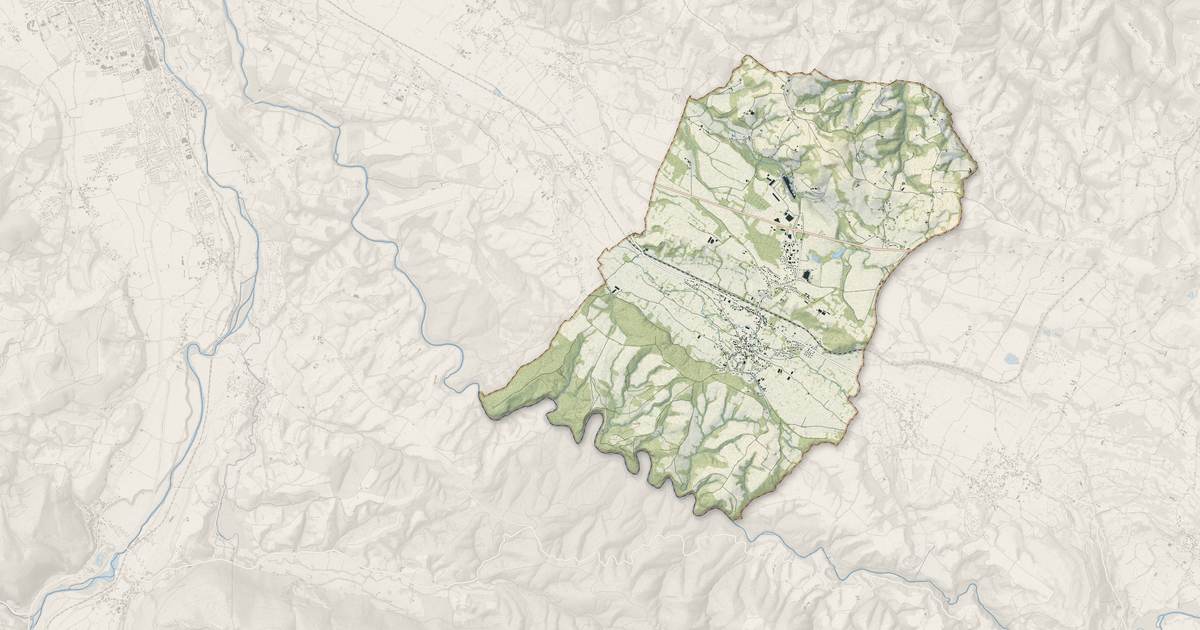 Portrait cartographique de Ogeu-les-Bains : relief, eau, forêts, bâti et voies, calculés à partir des données de l'IGN