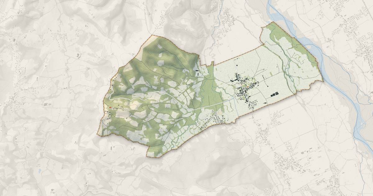 Portrait cartographique de Pardies-Piétat : relief, eau, forêts, bâti et voies, calculés à partir des données de l'IGN