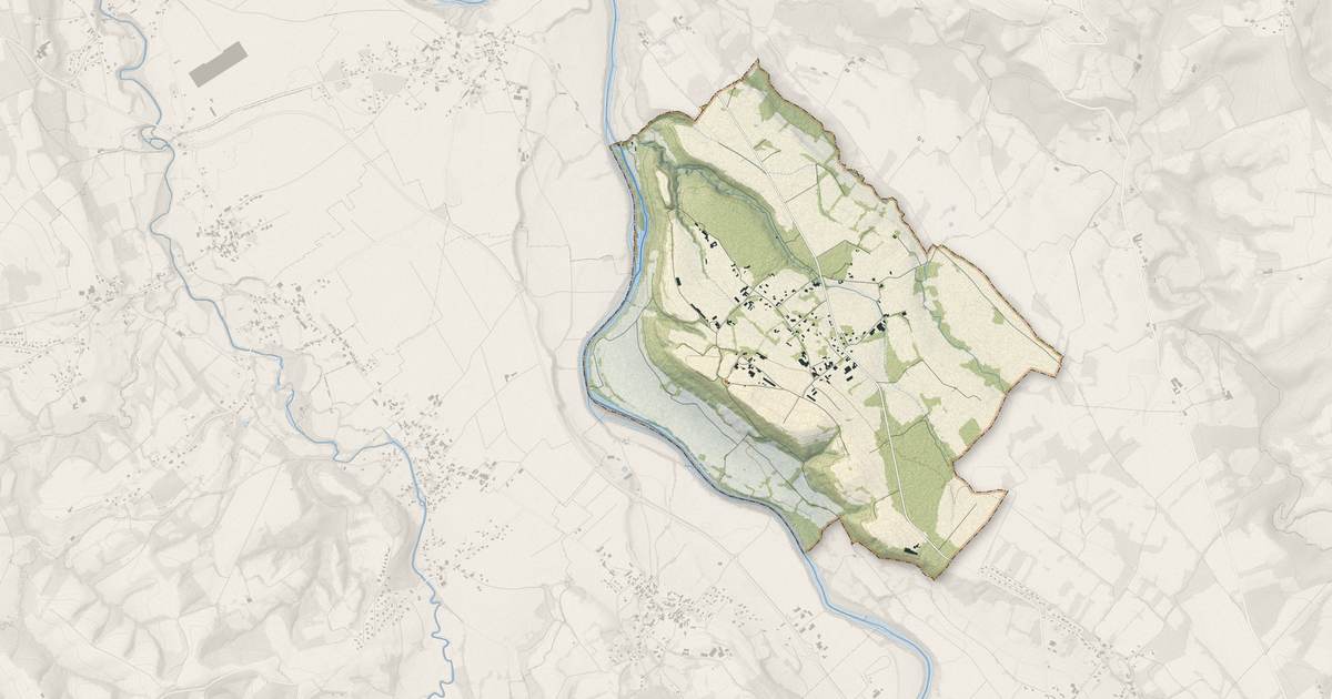 Portrait cartographique de Poey-d'Oloron : relief, eau, forêts, bâti et voies, calculés à partir des données de l'IGN