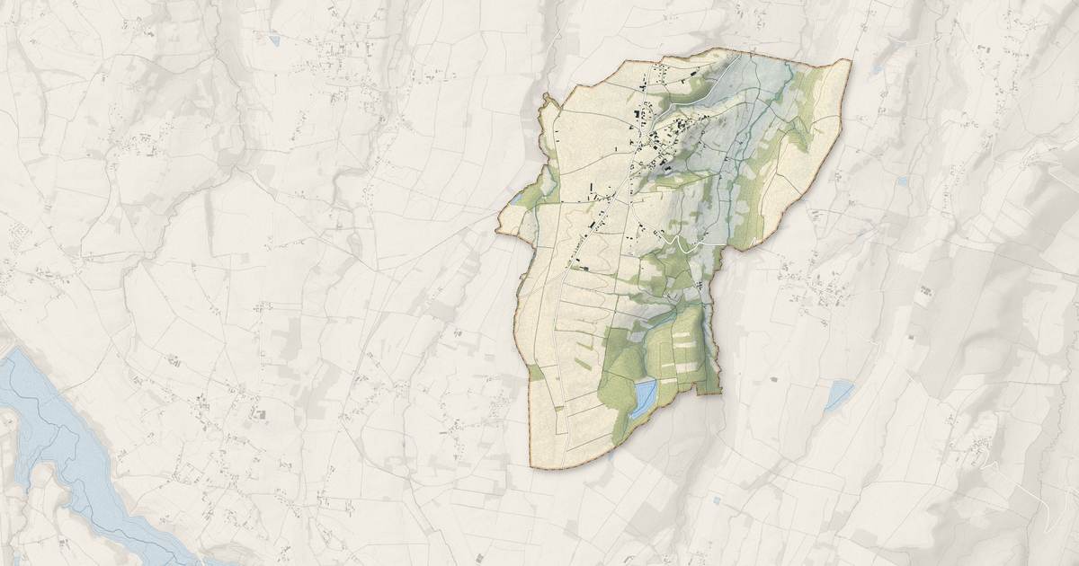 Portrait cartographique de Ponson-Dessus : relief, eau, forêts, bâti et voies, calculés à partir des données de l'IGN