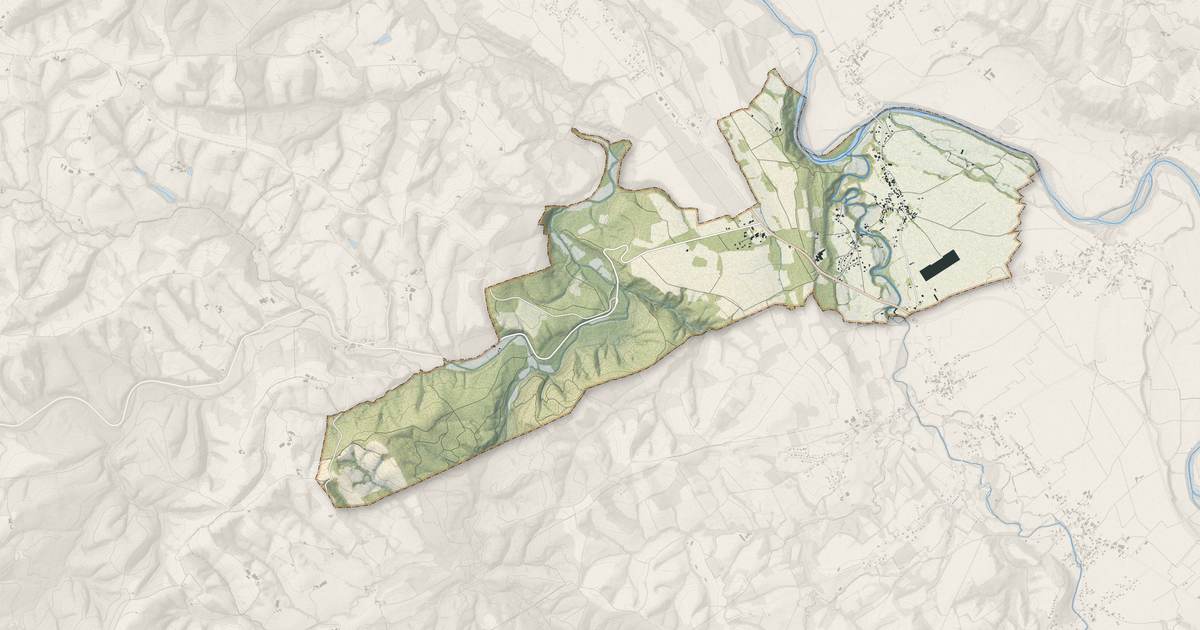 Portrait cartographique de Préchacq-Josbaig : relief, eau, forêts, bâti et voies, calculés à partir des données de l'IGN