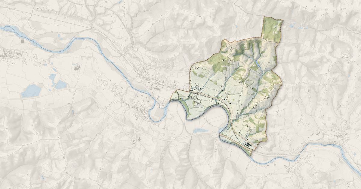 Portrait cartographique de Ramous : relief, eau, forêts, bâti et voies, calculés à partir des données de l'IGN