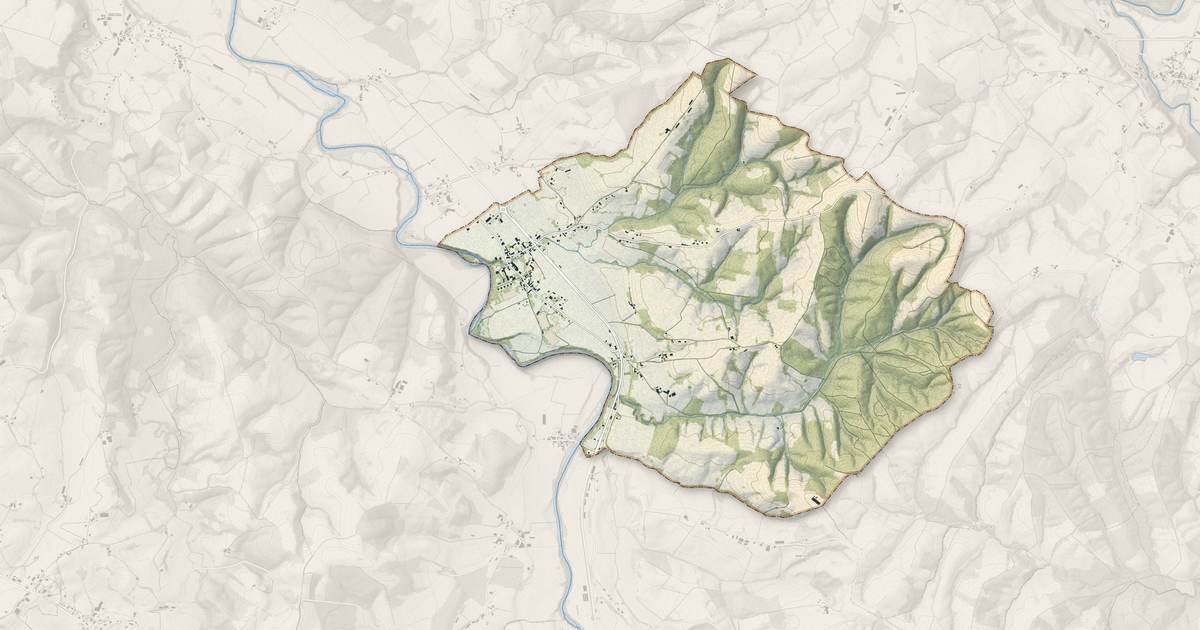 Portrait cartographique de Rivehaute : relief, eau, forêts, bâti et voies, calculés à partir des données de l'IGN
