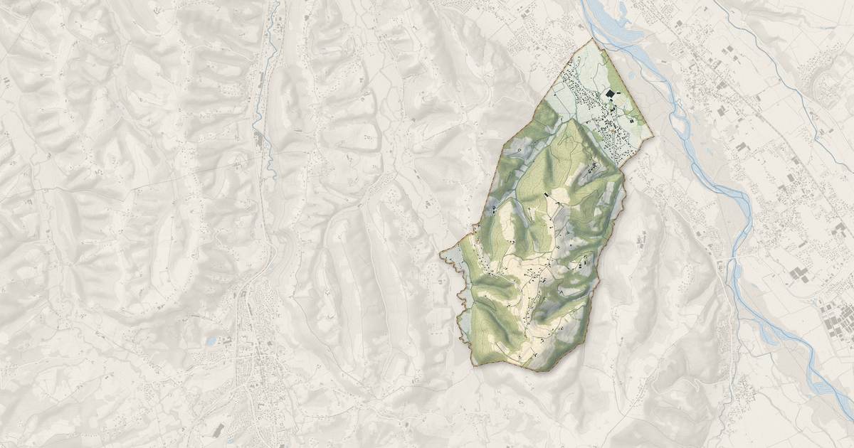 Portrait cartographique de Rontignon : relief, eau, forêts, bâti et voies, calculés à partir des données de l'IGN