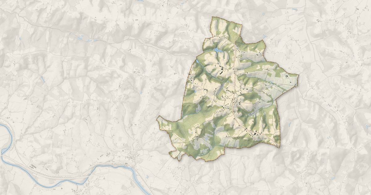 Portrait cartographique de Saint-Boès : relief, eau, forêts, bâti et voies, calculés à partir des données de l'IGN