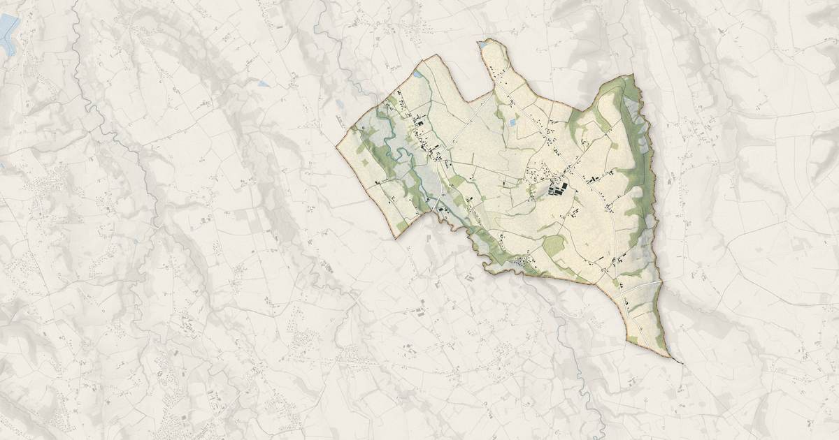 Portrait cartographique de Saint-Laurent-Bretagne : relief, eau, forêts, bâti et voies, calculés à partir des données de l'IGN