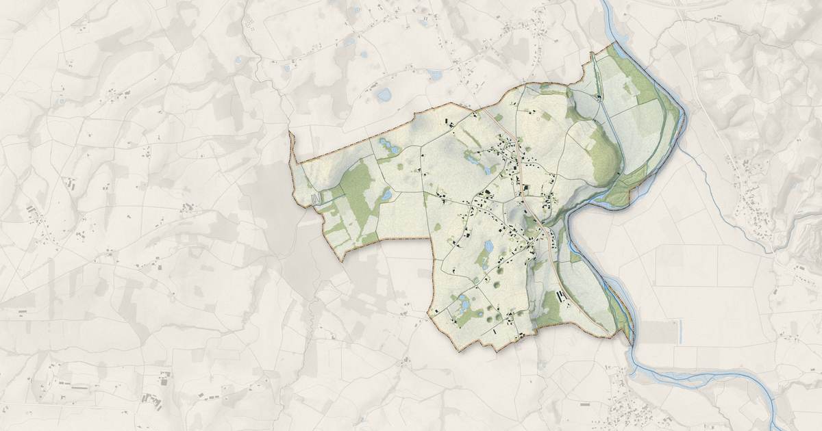 Portrait cartographique de Saint-Pé-de-Léren : relief, eau, forêts, bâti et voies, calculés à partir des données de l'IGN