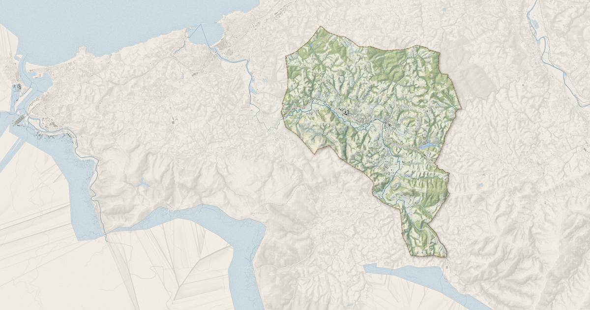 Portrait cartographique de Saint-Pée-sur-Nivelle : relief, eau, forêts, bâti et voies, calculés à partir des données de l'IGN