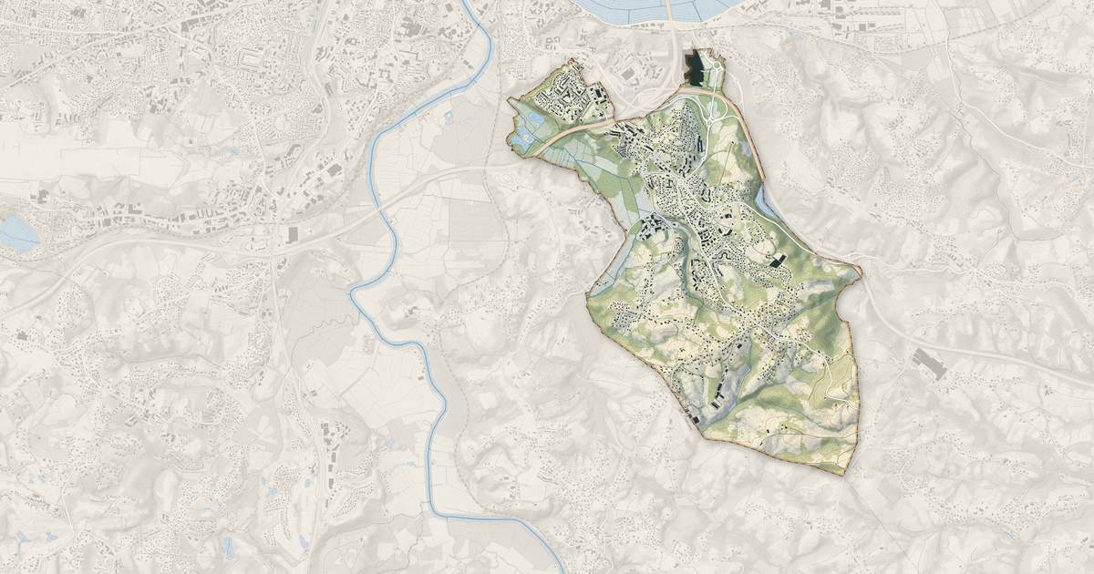 Portrait cartographique de Saint-Pierre-d'Irube : relief, eau, forêts, bâti et voies, calculés à partir des données de l'IGN