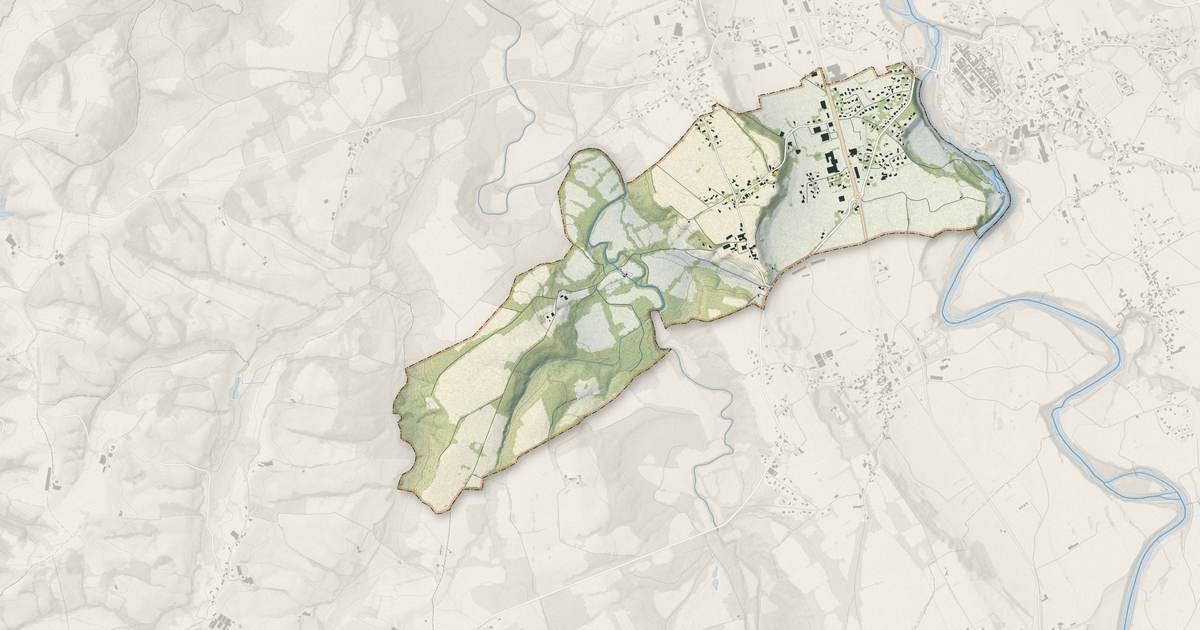 Portrait cartographique de Susmiou : relief, eau, forêts, bâti et voies, calculés à partir des données de l'IGN