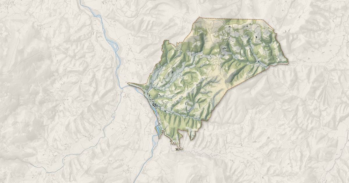Portrait cartographique de Tardets-Sorholus : relief, eau, forêts, bâti et voies, calculés à partir des données de l'IGN