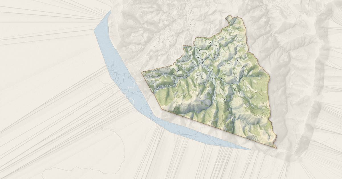 Portrait cartographique de Urepel : relief, eau, forêts, bâti et voies, calculés à partir des données de l'IGN