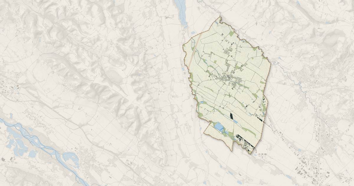 Portrait cartographique de Uzein : relief, eau, forêts, bâti et voies, calculés à partir des données de l'IGN