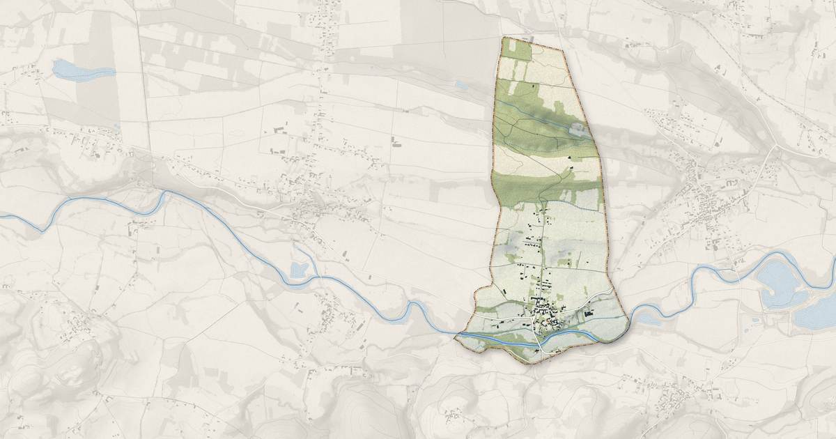Portrait cartographique de Anères : relief, eau, forêts, bâti et voies, calculés à partir des données de l'IGN