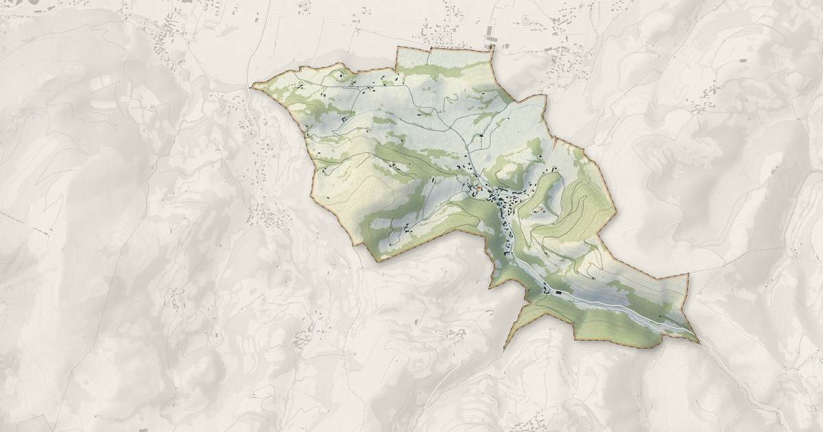 Portrait cartographique de Les Angles : relief, eau, forêts, bâti et voies, calculés à partir des données de l'IGN